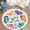 Dense Floral Butterfly Round Soft Non-Slip Art Rug Bohemian Living Room Minimalist Decor Rug