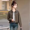 Black Small Leather Jacket Women's Spring and Autumn New Short Jacket Fashion Casual Design Top
