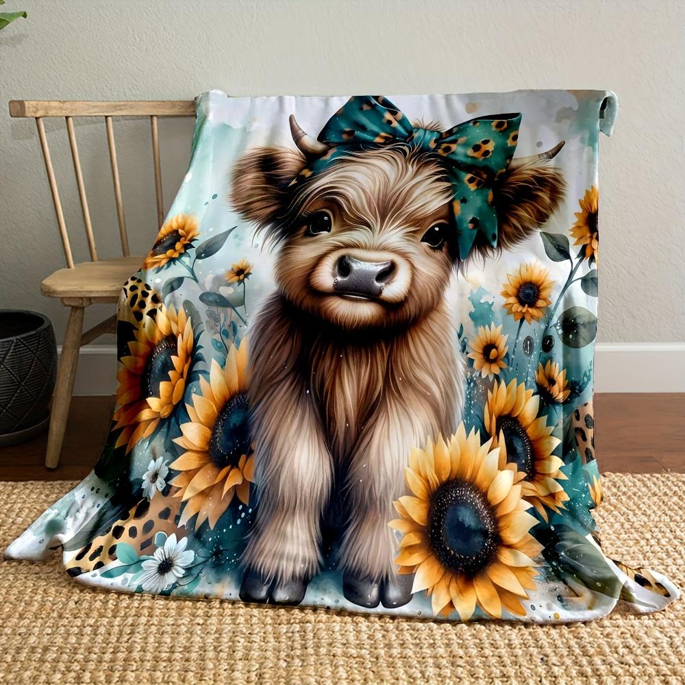 Ultra Soft Puppy Dog Sunflower Print Throw Blanket Leopard Safari Pet Decor Cozy Plush Throw for Nursery Living Room Home Gift