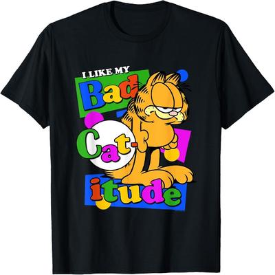 T-shirt Garfield J'aime Mon Mauvais Caractère Chat de Dessin Animé Rétro