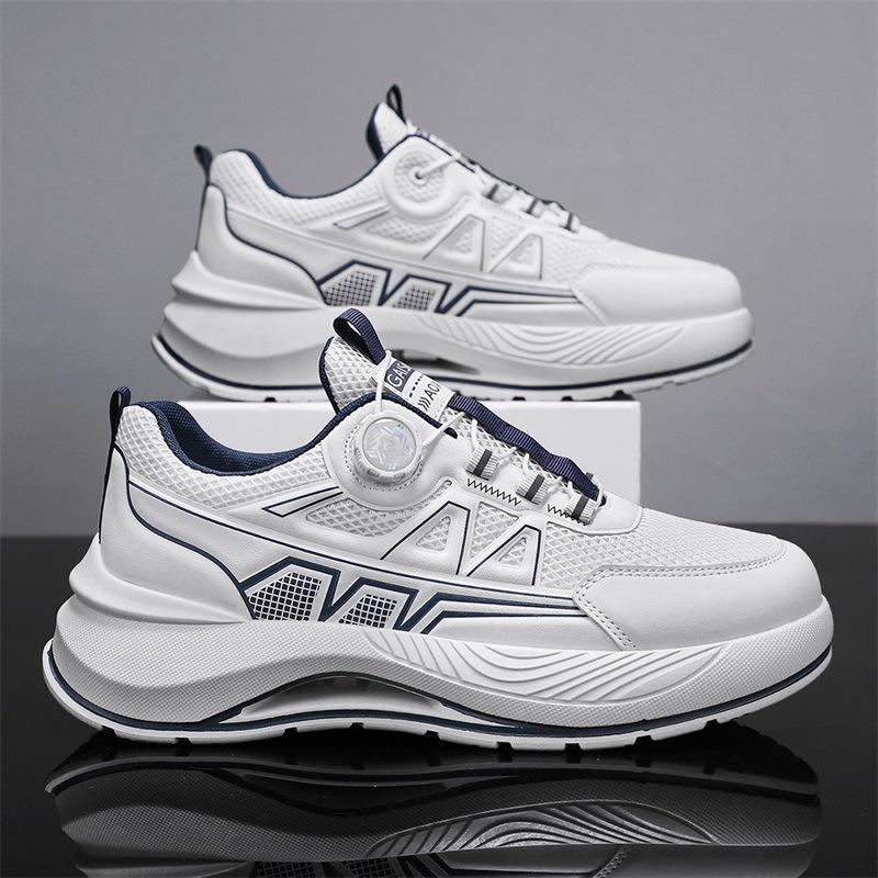 Large Size Men's Shoes 2025 New Summer Rotating Button Mesh Platform Dad Shoes Men's Fashion Trendy Shoes 45