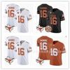 גברים נשים ג'רזי פוטבול מכללה Texas Longhorns פייטון מאנינג 16 כותנה שרוול קצר חולצת טי אוהדי כדורסל