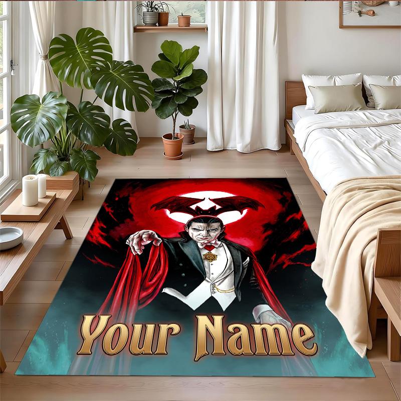 Crystal Velvet Rug Custom Name Text, Soft Non Slip Floor Mat Home DecorDracula