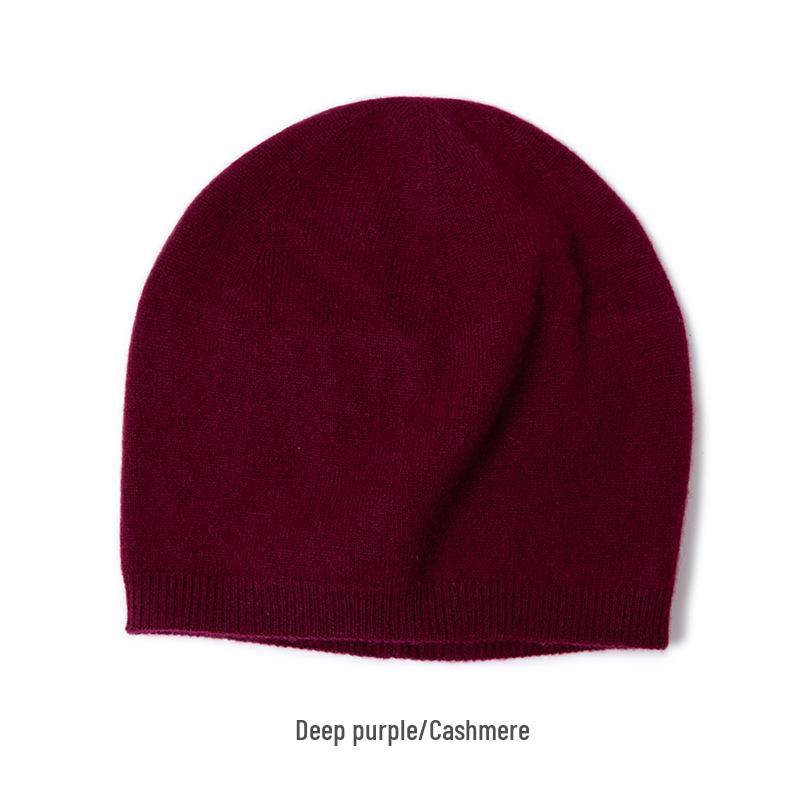 Women's 100% Pure Cashmere Double-Layered Knitted Hat - Autumn/Winter Style