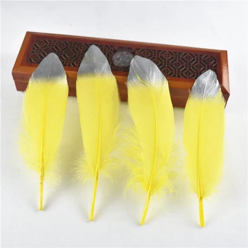 10Pcs Colored Gold Silver Goose Feathers For Crafts Golden Geese Feather Decor Hats Carnaval Assesoires Dream Catcher Decoration