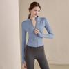 Fleece yoga clothes jacket women's spring slim riding long-sleeved elastic sports fitness clothes tight and thin top