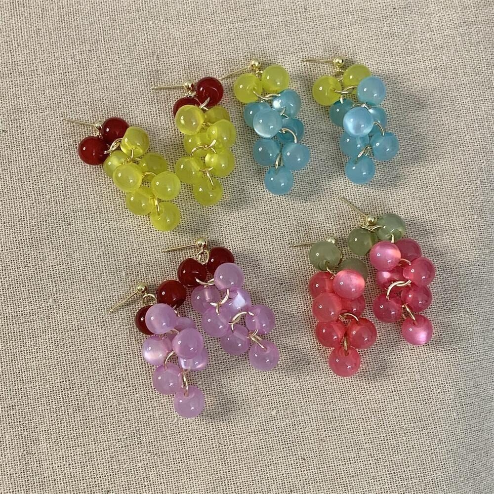 Korean Style Grape Earrings Bohemia Earrings Beads Earrings Sweet Fruit Dangle Earring  Summer