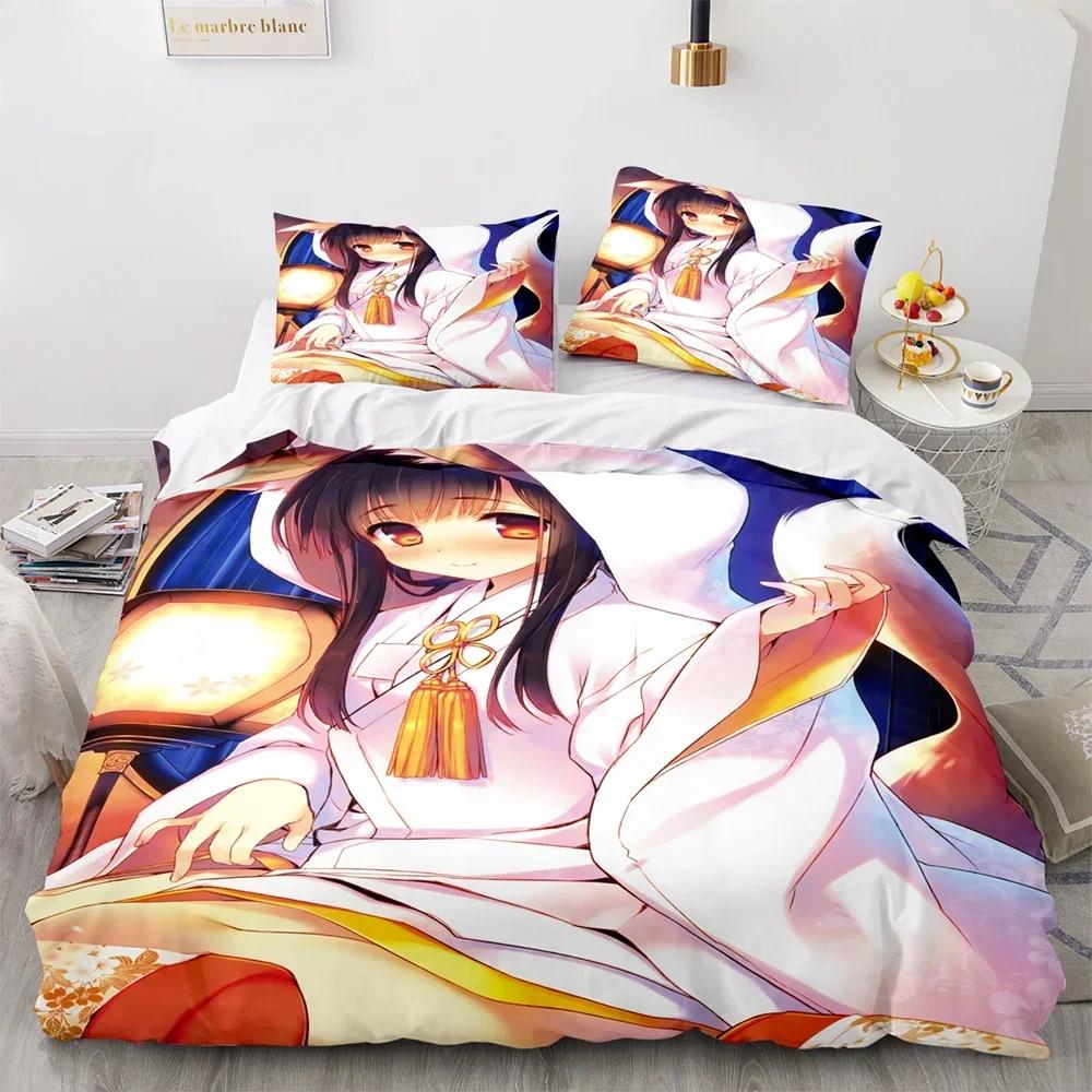 3D Print Kawaii Girl Anime Sexy Girl Comfortable Duvet Cover Pillowcase Bedding Set Children Bedroom Decoration Home Textile