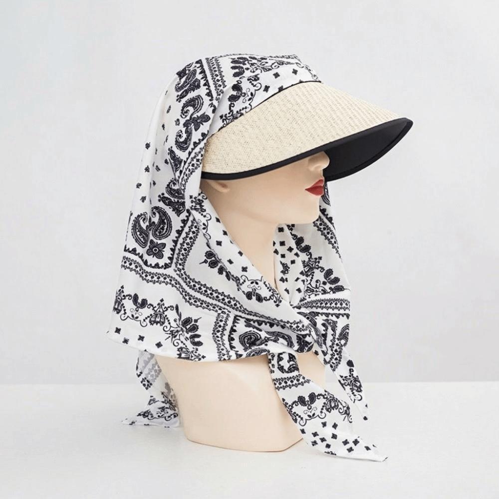 Y2k Headscarf Baseball Hat Print Strappy Bandana Hat Sweet Cool Strappy Scarf Hat Girl