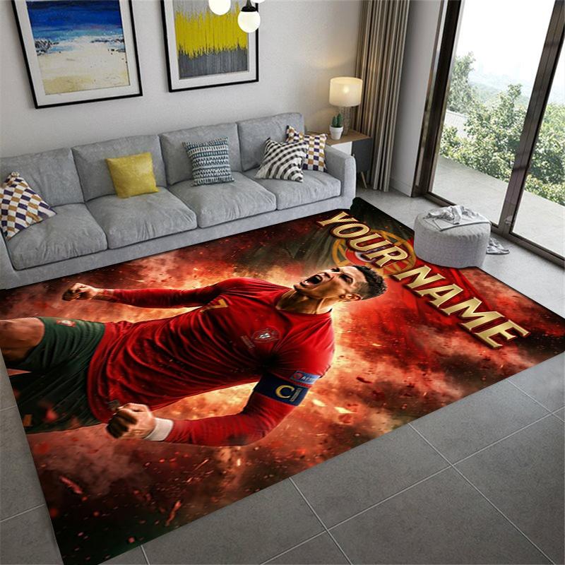 Custom Name Cristiano Ronaldo Carpet Rug for Living Room Bedroom Home Sofa Decoration,Kids play Non-slip Floor Mat
