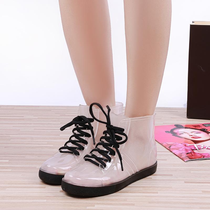 Water shoes low-top transparent rain shoes women's rain boots students short tube low tube rainproof anti-skid rubber shoes