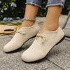 Large Size Single Shoes Women's Spring and Autumn New Fashion Round Head Lace-up Suede Outer Wear Single Shoes