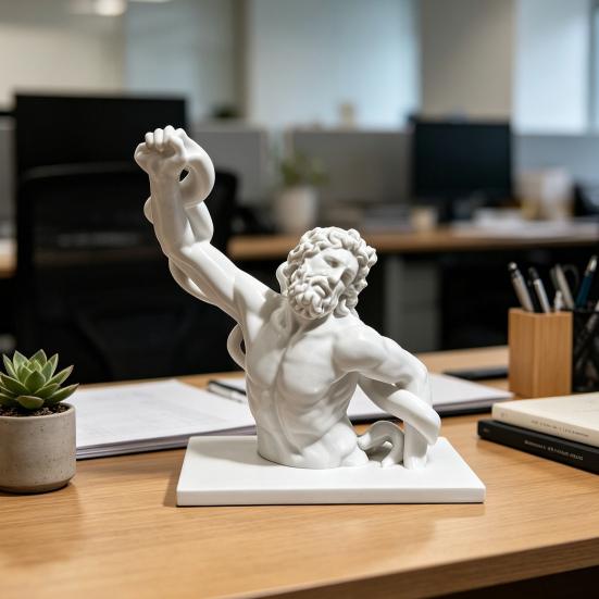 3D Printed Laocoon Bust Sculpture Stable Base Greek Mythology Ornament Ancient Greek Artistic Collectible Figurine Decor for Entrance Living Room