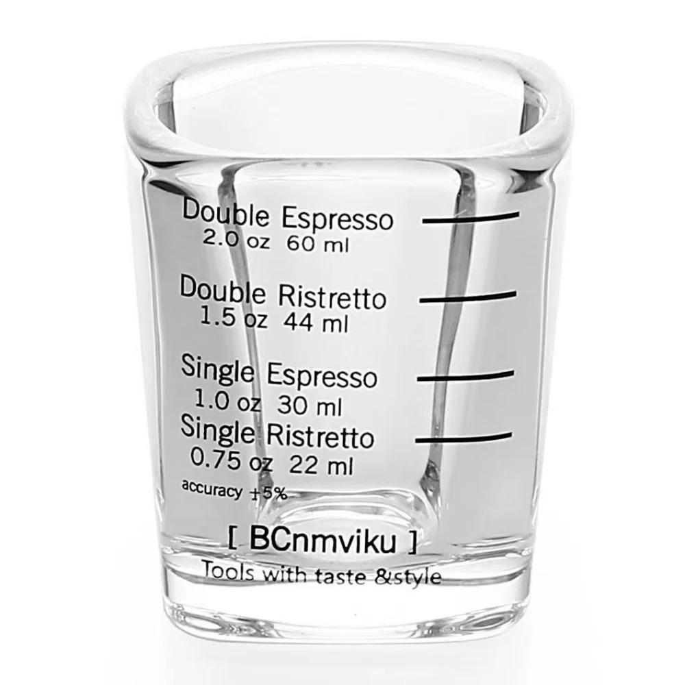 2pcs Espresso Coffee Ounce Roasting Measuring Cup Glass 60ML Square Thickened Ounce Graduated Concentrated Simple Heat-resistant