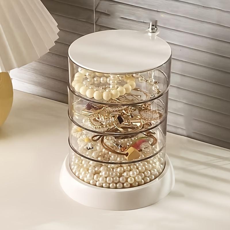 "Elegant Keeper" Princess-Themed Multi-Layer Rotating Jewelry Organizer - Transparent, Anti-Oxidation Storage For Hair Accessories