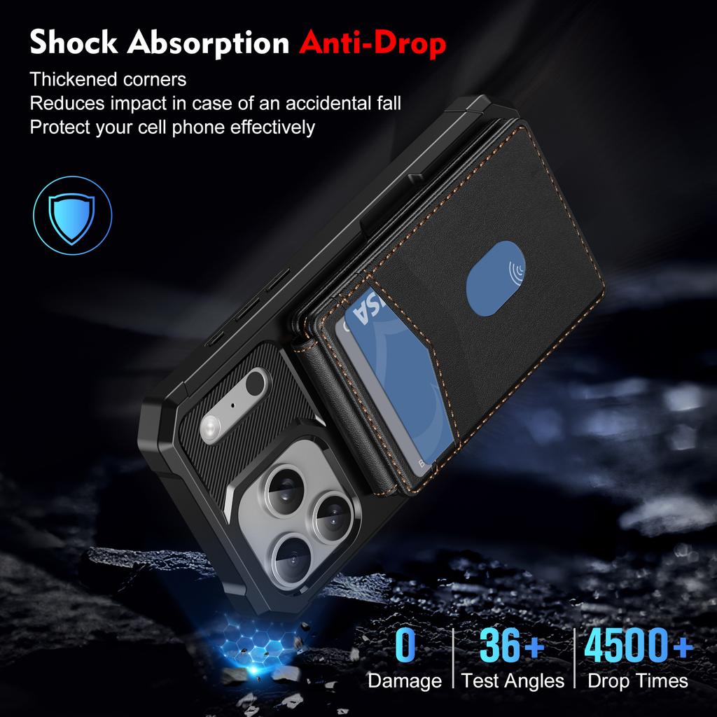 For iPhone 17 Pro Magnetic Case Detachable Card Slot Kickstand Leather + TPU Phone Cover