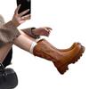 Retro Soft Leather Thick Sole Western Cowboy Mid-Calf Boots for Women, Autumn/Winter Martin Style