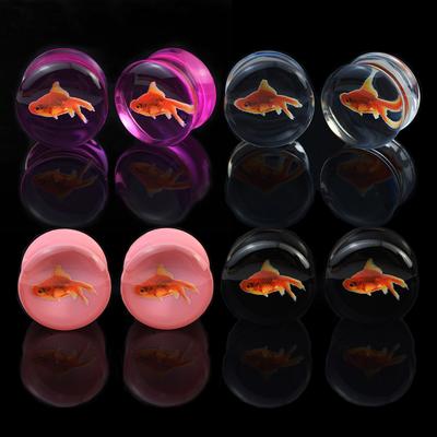 2pcs 6-50mm Cute Fish Ear Tunnels Gauges Double Flared Plug Ear Stretcher Expander Body Jewelry