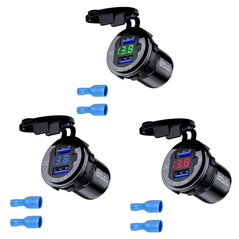 Universal Vehicle RV Boat Phone Charger 1224V USB QC3.0 Power Adapter