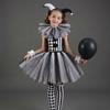 Kids Terrifier Black White Clown Tulle Dress Halloween Role Play Stage Costume