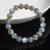 Natural Grey Labradorite Bracelets Flash Smooth Spectrolite Moonstone Round Elastic Beads Bracelet Genuine Natural Stone Jewelry
