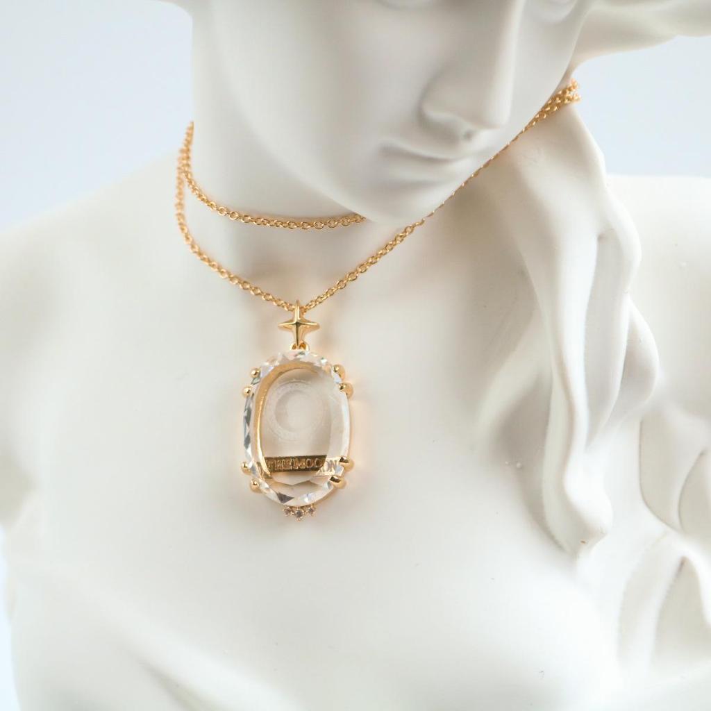 Vintage Sun & Moon Tarot Card Necklace - Cross-Border Crystal Pattern Sweater Chain (18K)