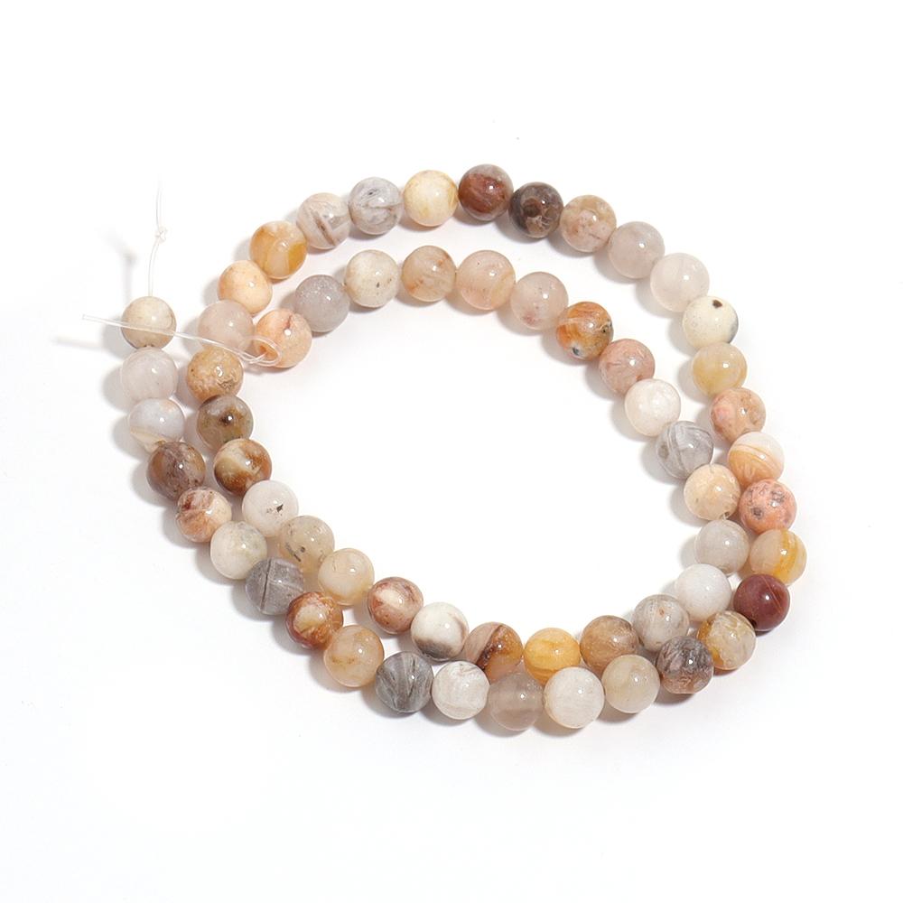 Natural Bamboo Leaf Agate Stone Beads 4 6 8 10 12mm Round Loose Gemstone Beads For Jewelry Making DIY Necklace Bracelet Supplies
