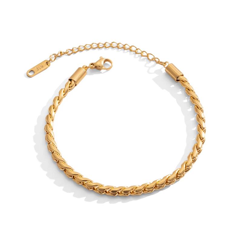 

Браслет из нержавеющей стали 316L с геометрическим узором Foxanry Простой Модный Креативный Наборный Не тускнеющий Ювелирные изделия Подарки на день рождения EL0039 золотой