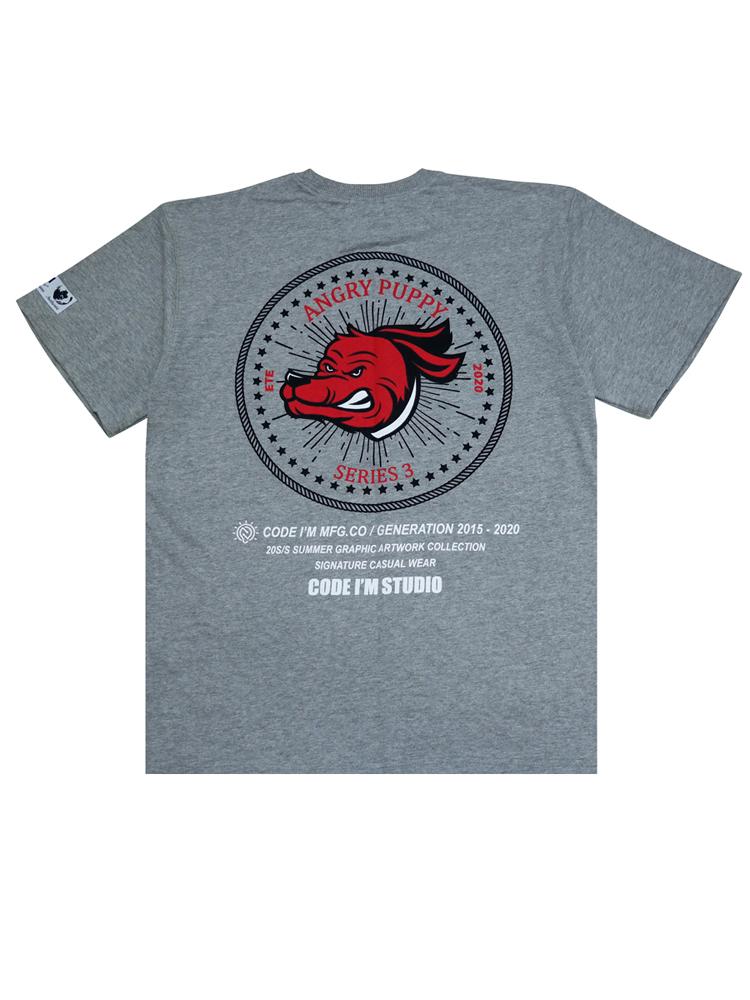 Code Iam Angry Puppy Series 3 Printed Oversized Short Sleeve T-Shirt Gray Gray/M