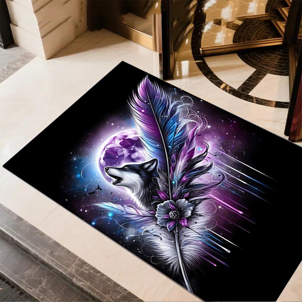 1pc Wolf Pack Forest Design Home Carpet Non-slip Office Decor Gift Living Room Bedroom