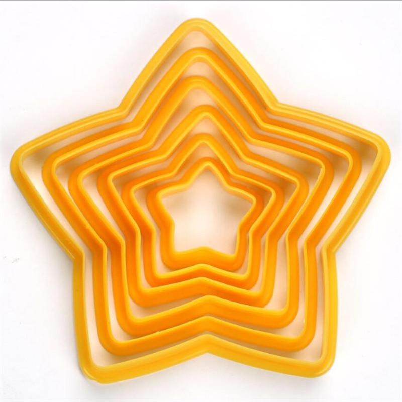 6 Adet Fondant Pasta Kalıbı Kabartıcı Geometrik Kalp Yıldız Çiçek Kurabiye Kesici Bisküvi Mührü Piston Kabartma Pasta Süsleme Aletleri
