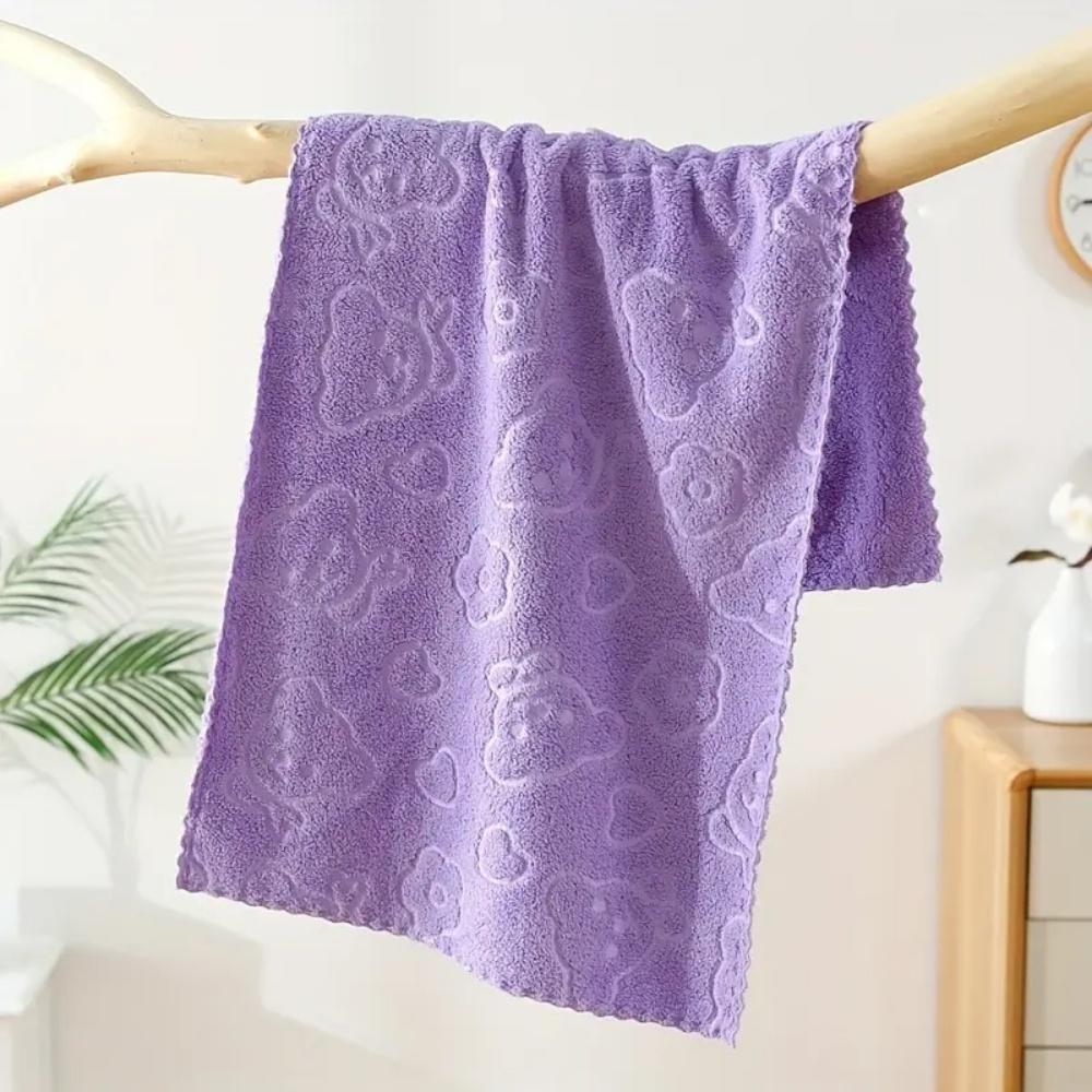 

3pcs Adorable Cartoon Bear and Floral Embossed Towels Highly Absorbent Quick-Drying Towels Essential for Bathroom Home Decor M
