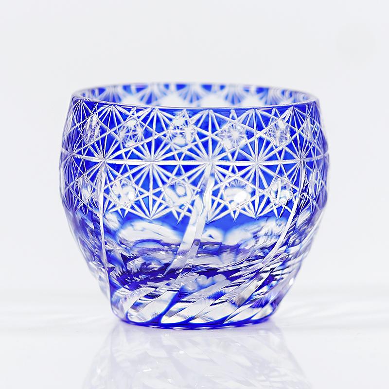 60Ml Japanese Edo Kiriko Hand Cut Glass Cup, Hand Carved Colored Crystal S Glass, Mini Sake Whiskey Tumbler For Home Bar Gift
