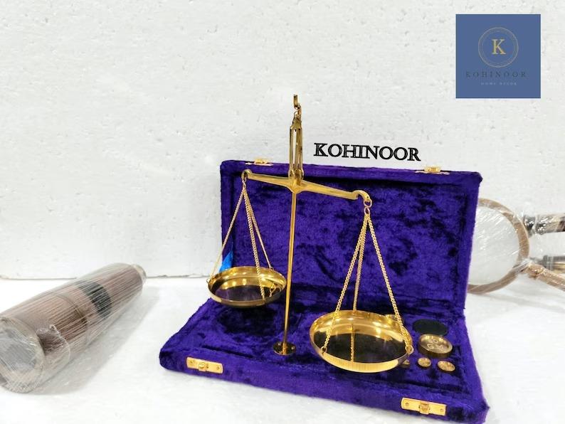 Brass Apothecary Balance Scale with Velvet Box: Vintage Style Decor