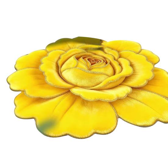 Floral Plush Floor Mat 3D Flower Optical Illusion Rugs Non-Slip Water-Absorbent Bath Mat for Bathroom Bedroom Entrance Vanity Area