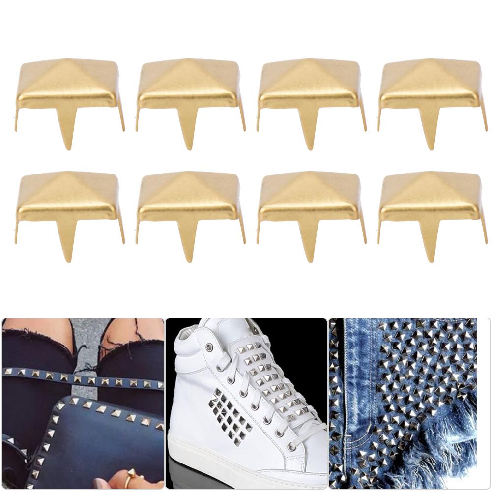 100 PCS 9MM Brass Copper Square Rivets Apparel Shoes Bag Accessories for Leather Decoration