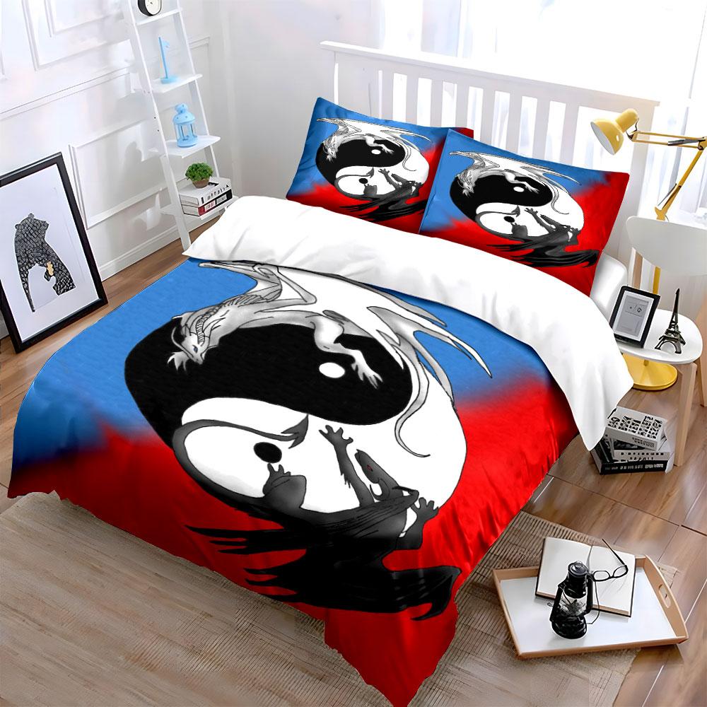 Yin-Yang Symbol with Dragons. Bedding Sets Duvet Cover Sets Duvet Covers Pillowcases(1*Duvet Cover 2*Pillowcases Without Duvet Insert)
