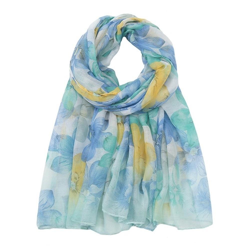 

85*180cm Muslim Scarf Flower Printing Women Shawl Neckerchief Headscarf Head Protection Type F
