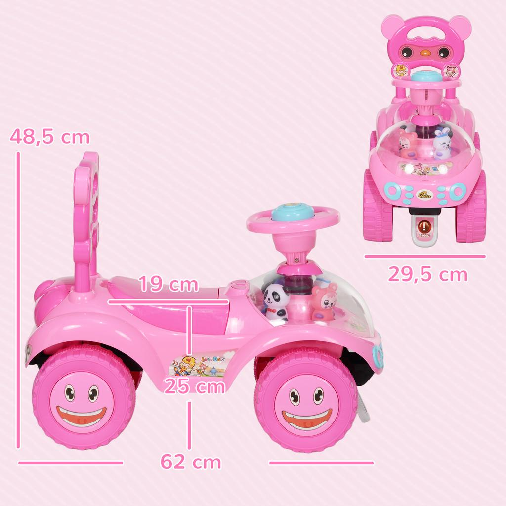 Kids' Ride-On Car, Pink Pedal-Free Push Vehicle
