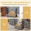 Firewood Rack with Fireplace Tool Set, Firewood Shelf, Firewood Storage, Fireplace Tools, Steel Black 75 x 30 x 60 cm