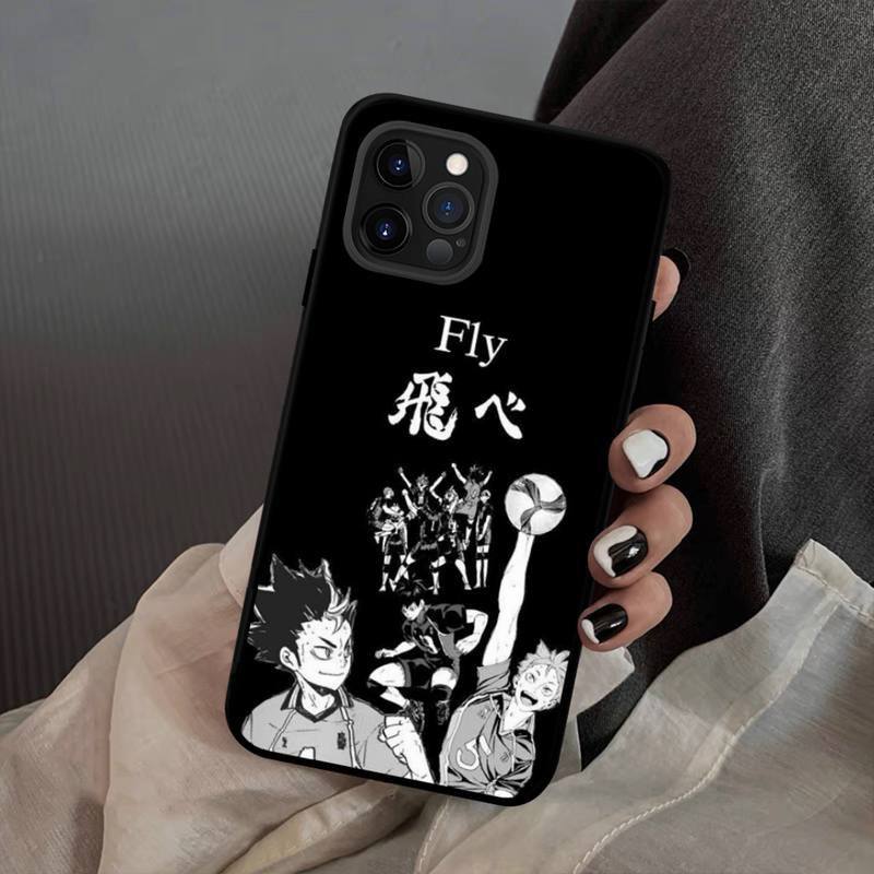 Anime Black Pouzdro na volejbal Haikyuu Silikonové měkké pro iphone 14 13 12 11 Pro Mini XS MAX 8 7 6 Plus X XS XR kryt