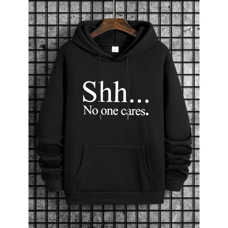 Hooded Sweatshirt, Solid Color Printed Hoodie Top, Loose Fit, for Spring Autumn and Winter