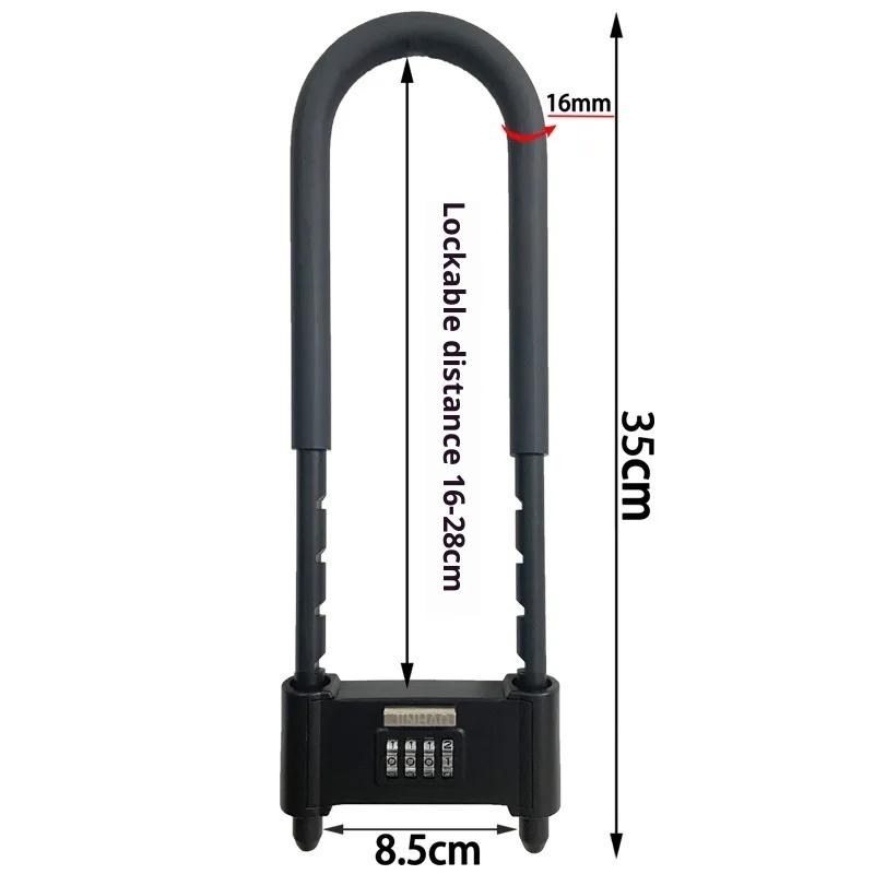 All Metal U-Lock Password Door Lock Secure Password Lock for Electric vehicle Bicycles Anti-Theft Anti-Pry Anti-Cut