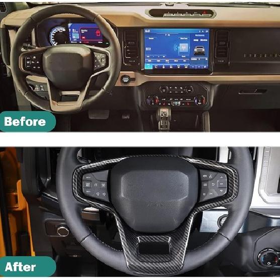 Carbon Fiber Steering Wheel Panel Cover Trim Accessories For Ford Bronco -25