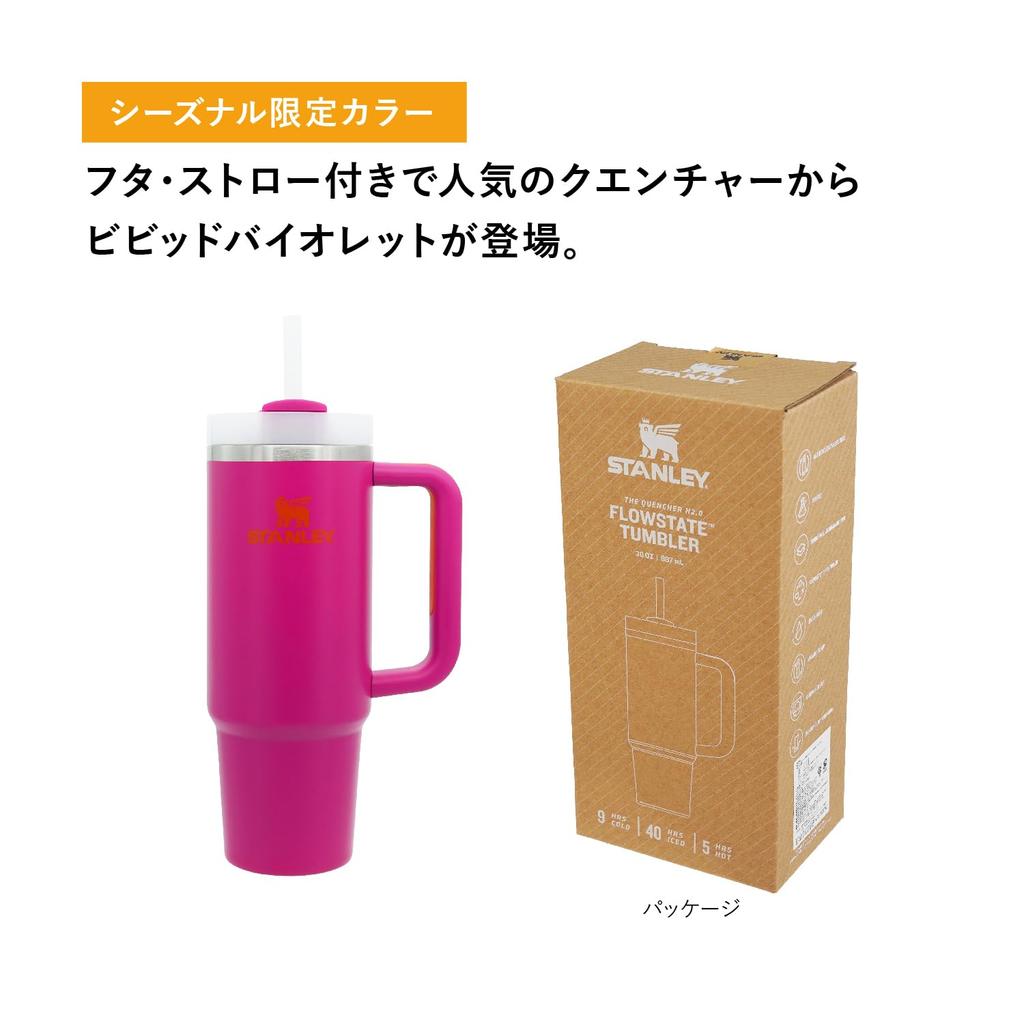 Stanley H2.0 Vacuum Quencher Water Bottle 0.88L Vivid Violet Insulated Durable with Straw Summer Outdoor Dishwasher Safe