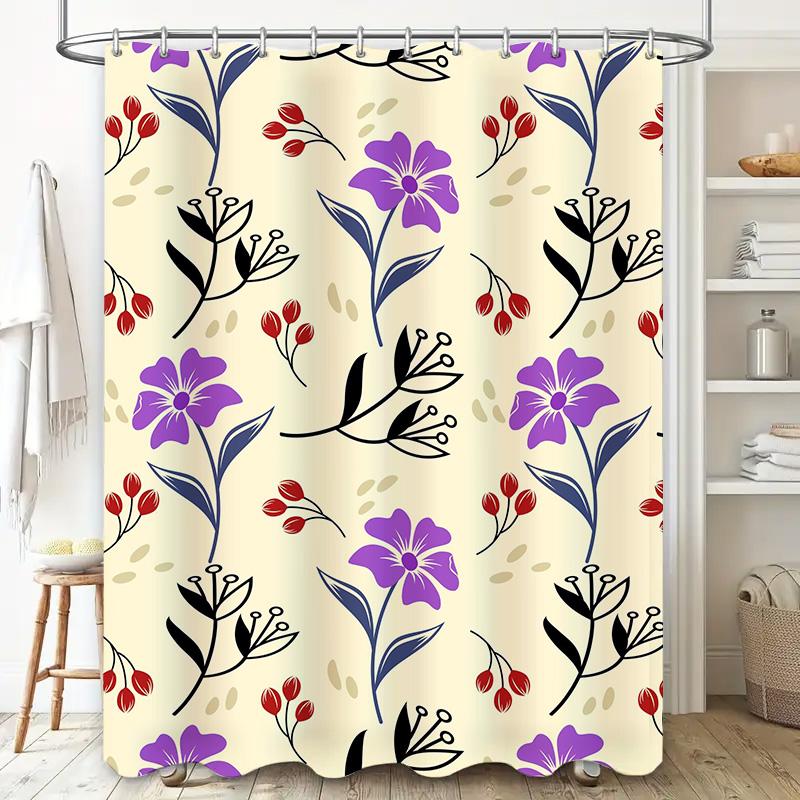 Fashionable bathroom curtains with elegant flower patterns made from waterproof fabric, ideal for modern home decor! Available i