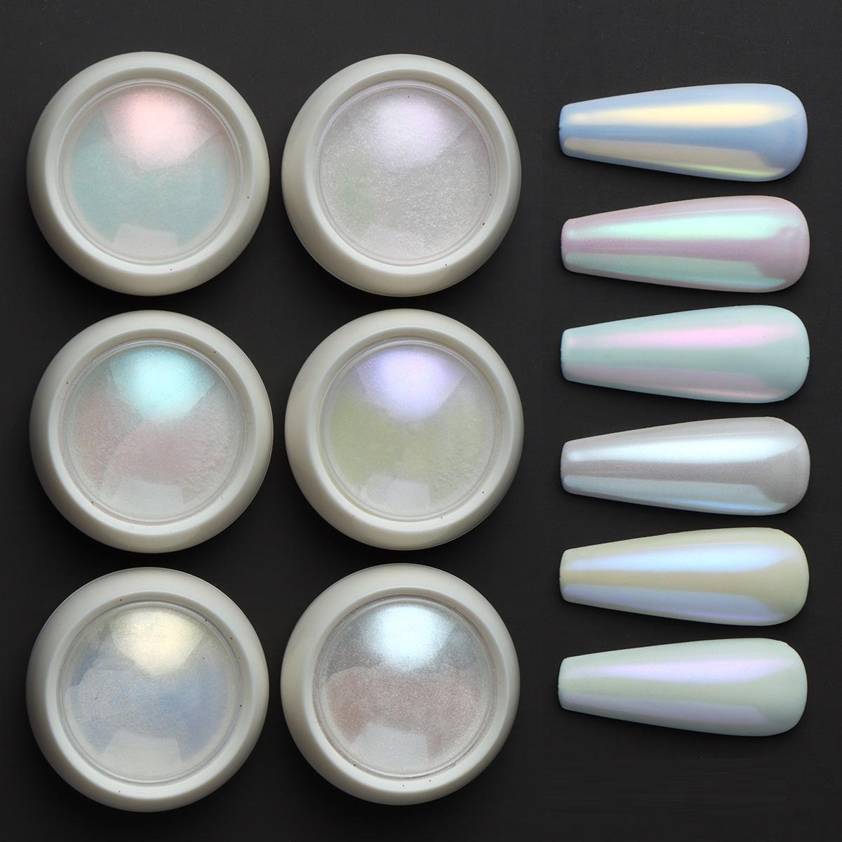 

6 шт. 2 г зеркальный эффект ногтей Aurora пудра стойкая с кисточкой твердый хром маникюр художественные украшения