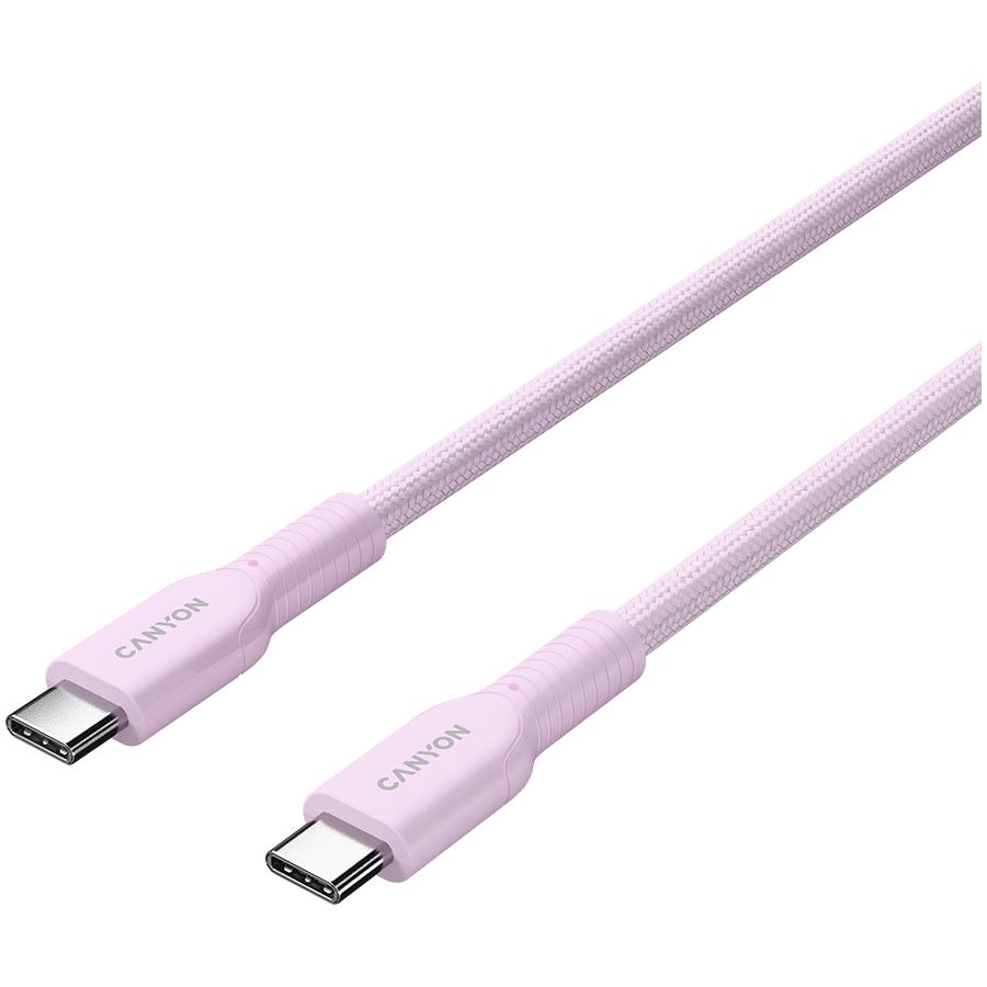 Canyon kabel onwire 60cl c-c 60w  w oplocie 1m różowy