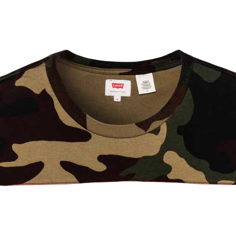 Levis Color Block Letter Print Comfortable Short Sleeve T-Shirt Men Tops Camouflage 69846-0001