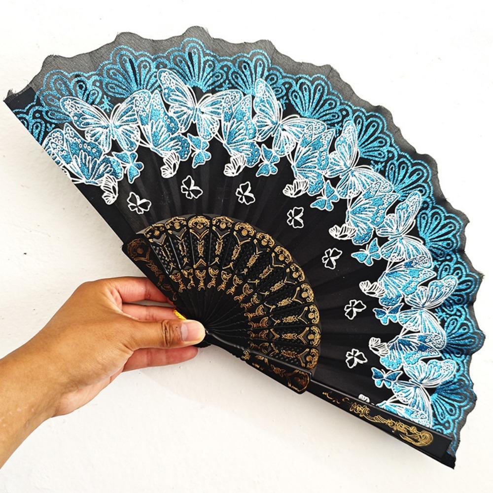 Embroidered Folding Fan Hot Stamping Handheld Fan Gifts Hand Held Party Decoration